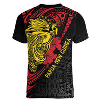 Papua New Guinea 49th Independence Day Women V-Neck T-Shirt Motuan Revareva Bird-of-Paradise LT7 - Polynesian Pride