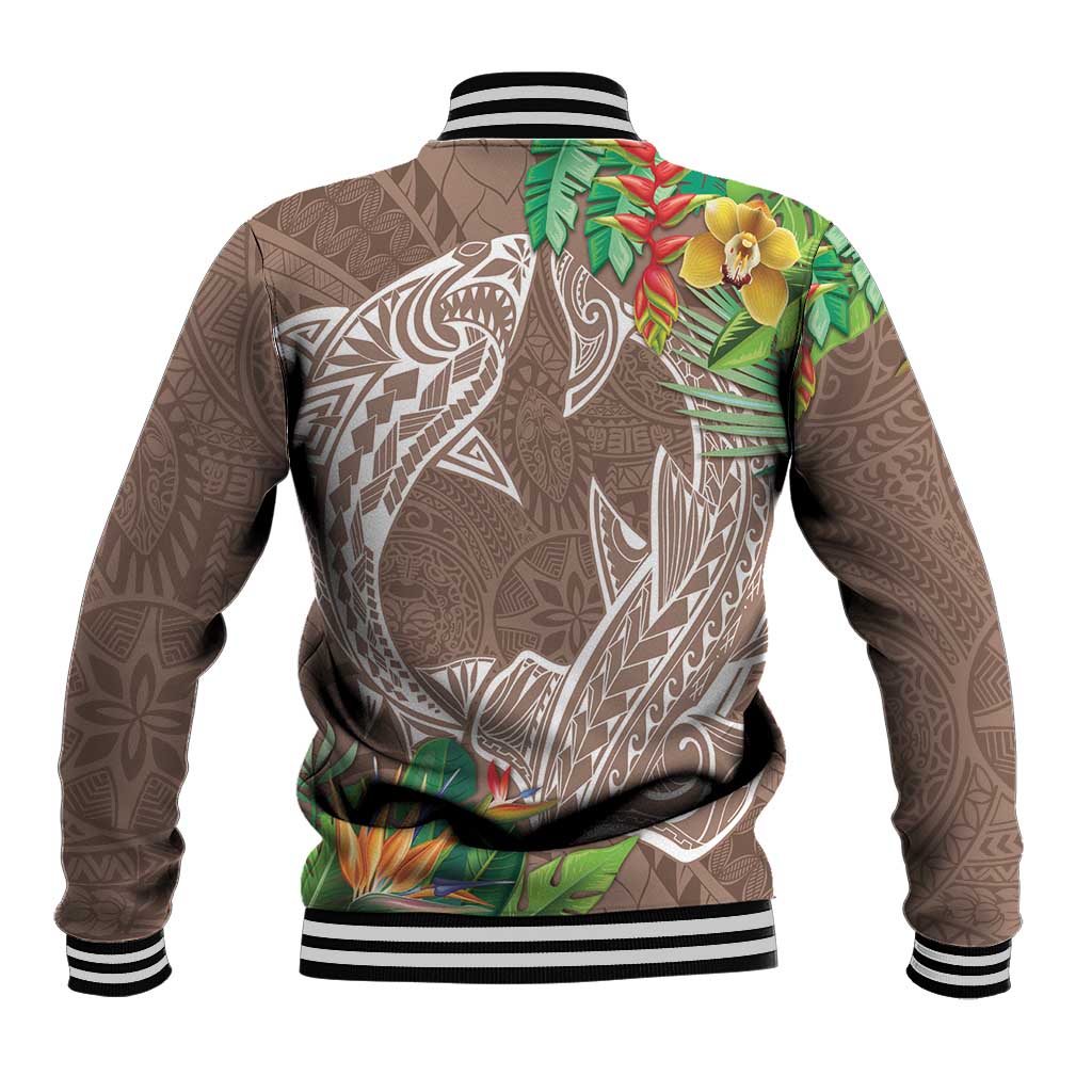 Polynesia Baseball Jacket Sharks Duo Tropical Brown