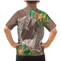 Polynesia Family Matching Mermaid Dress and Hawaiian Shirt Sharks Duo Tropical Brown LT7 - Polynesian Pride