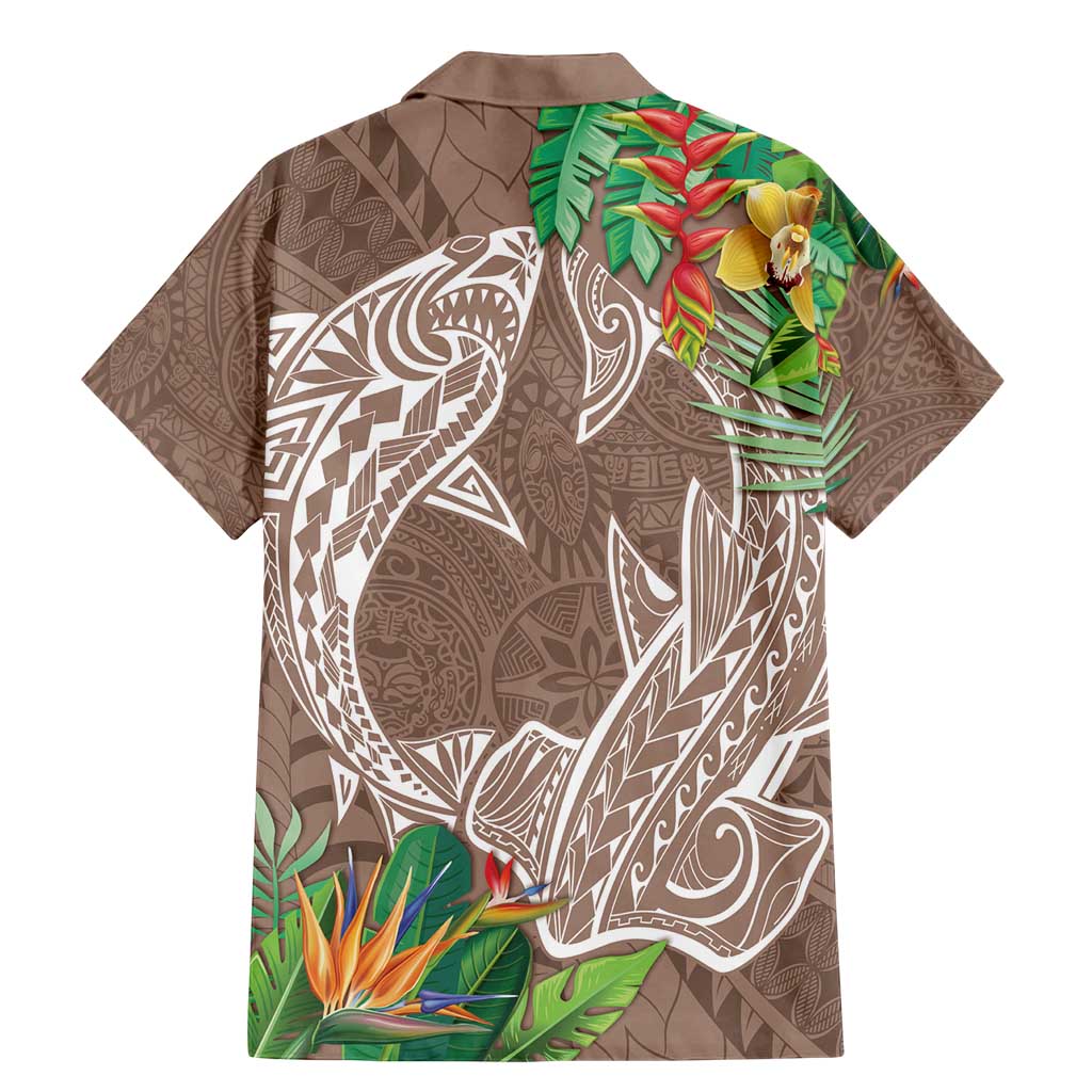 Polynesia Family Matching Mermaid Dress and Hawaiian Shirt Sharks Duo Tropical Brown LT7 - Polynesian Pride