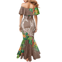 Polynesia Family Matching Mermaid Dress and Hawaiian Shirt Sharks Duo Tropical Brown LT7 - Polynesian Pride