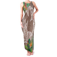 Polynesia Family Matching Tank Maxi Dress and Hawaiian Shirt Sharks Duo Tropical Brown LT7 Mom's Dress Brown - Polynesian Pride