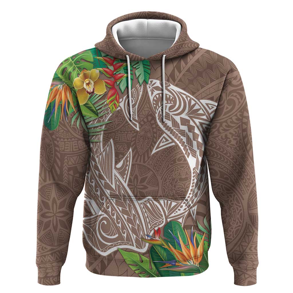 Polynesia Hoodie Sharks Duo Tropical Brown LT7 Pullover Hoodie Brown - Polynesian Pride