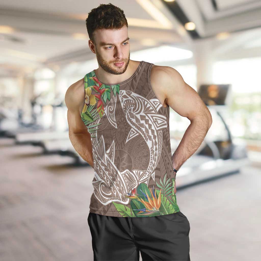 Polynesia Men Tank Top Sharks Duo Tropical Brown LT7 Brown - Polynesian Pride