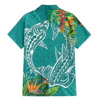 Polynesia Family Matching Mermaid Dress and Hawaiian Shirt Sharks Duo Tropical Teal LT7 - Polynesian Pride
