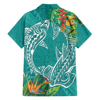 Polynesia Family Matching Summer Maxi Dress and Hawaiian Shirt Sharks Duo Tropical Teal LT7 - Polynesian Pride
