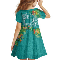 Polynesia Family Matching Tank Maxi Dress and Hawaiian Shirt Sharks Duo Tropical Teal LT7 - Polynesian Pride