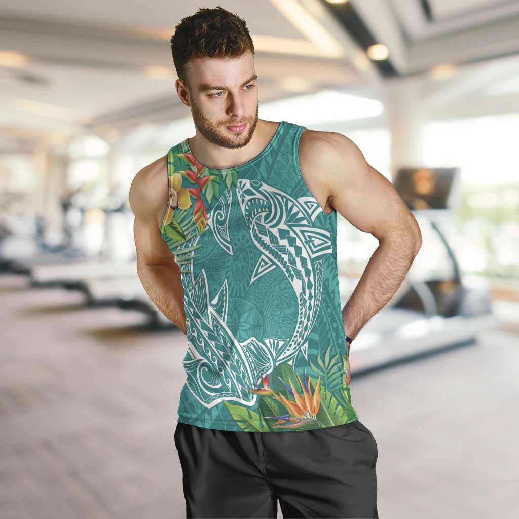 Polynesia Men Tank Top Sharks Duo Tropical Teal LT7 Teal - Polynesian Pride