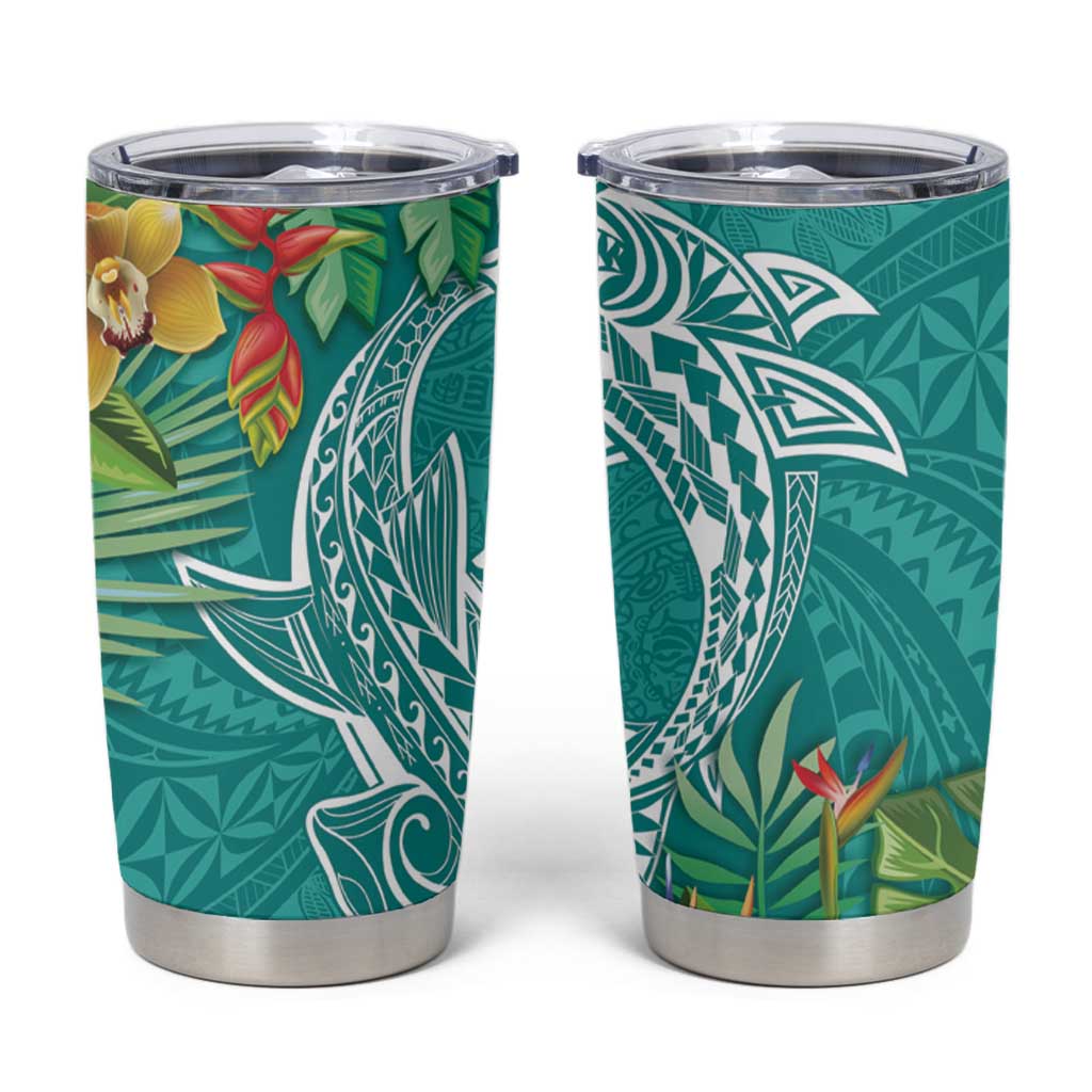 Polynesia Tumbler Cup Sharks Duo Tropical Teal LT7 Teal - Polynesian Pride