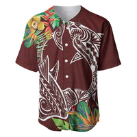 Polynesia Baseball Jersey Sharks Duo Tropical Oxblood