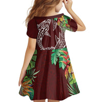 Polynesia Family Matching Off Shoulder Short Dress and Hawaiian Shirt Sharks Duo Tropical Oxblood LT7 - Polynesian Pride