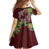 Polynesia Family Matching Summer Maxi Dress and Hawaiian Shirt Sharks Duo Tropical Oxblood LT7 - Polynesian Pride