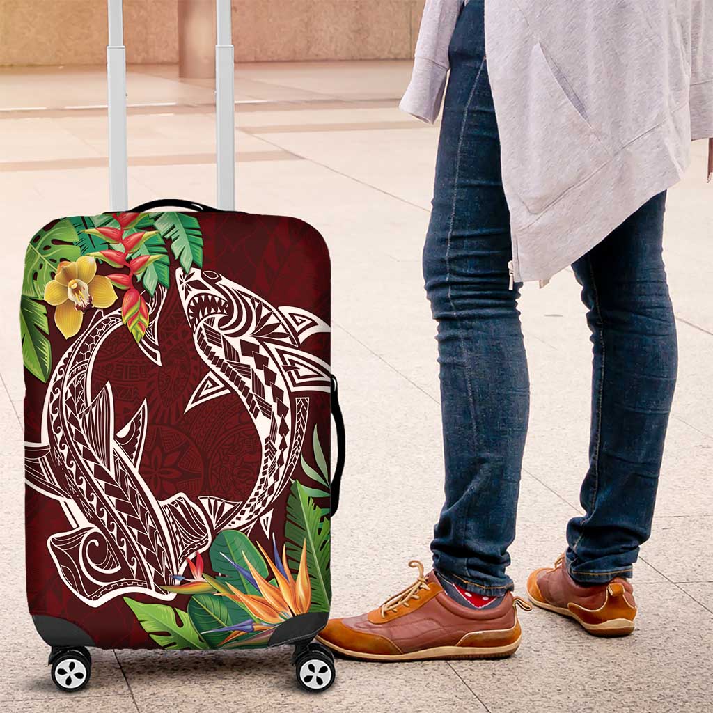 Polynesia Luggage Cover Sharks Duo Tropical Oxblood LT7 Oxblood - Polynesian Pride