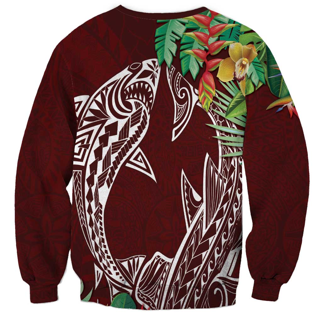 Polynesia Sweatshirt Sharks Duo Tropical Oxblood
