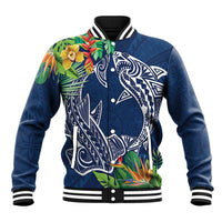 Polynesia Baseball Jacket Sharks Duo Tropical Navy