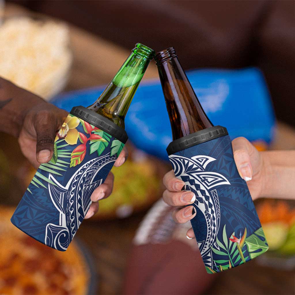 Polynesia 4 in 1 Can Cooler Tumbler Sharks Duo Tropical Navy