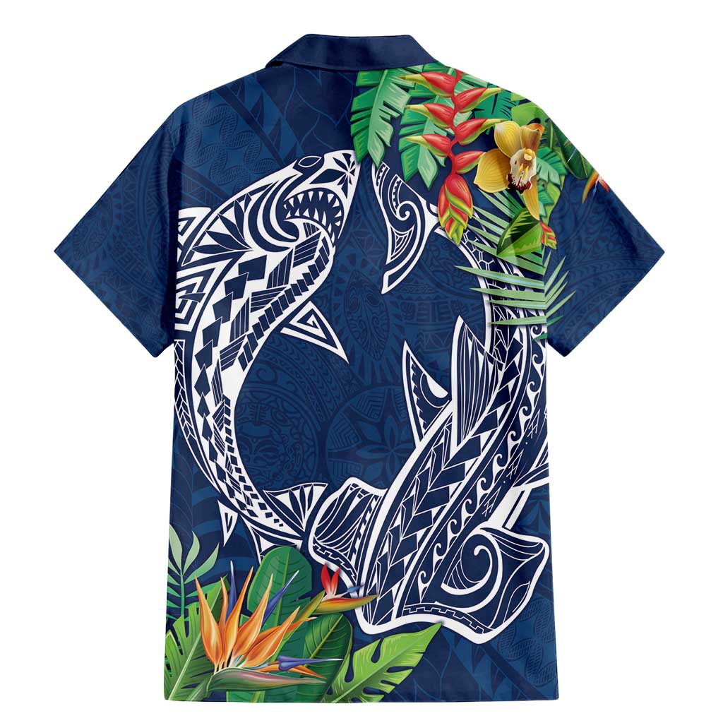 Polynesia Family Matching Mermaid Dress and Hawaiian Shirt Sharks Duo Tropical Navy LT7 - Polynesian Pride