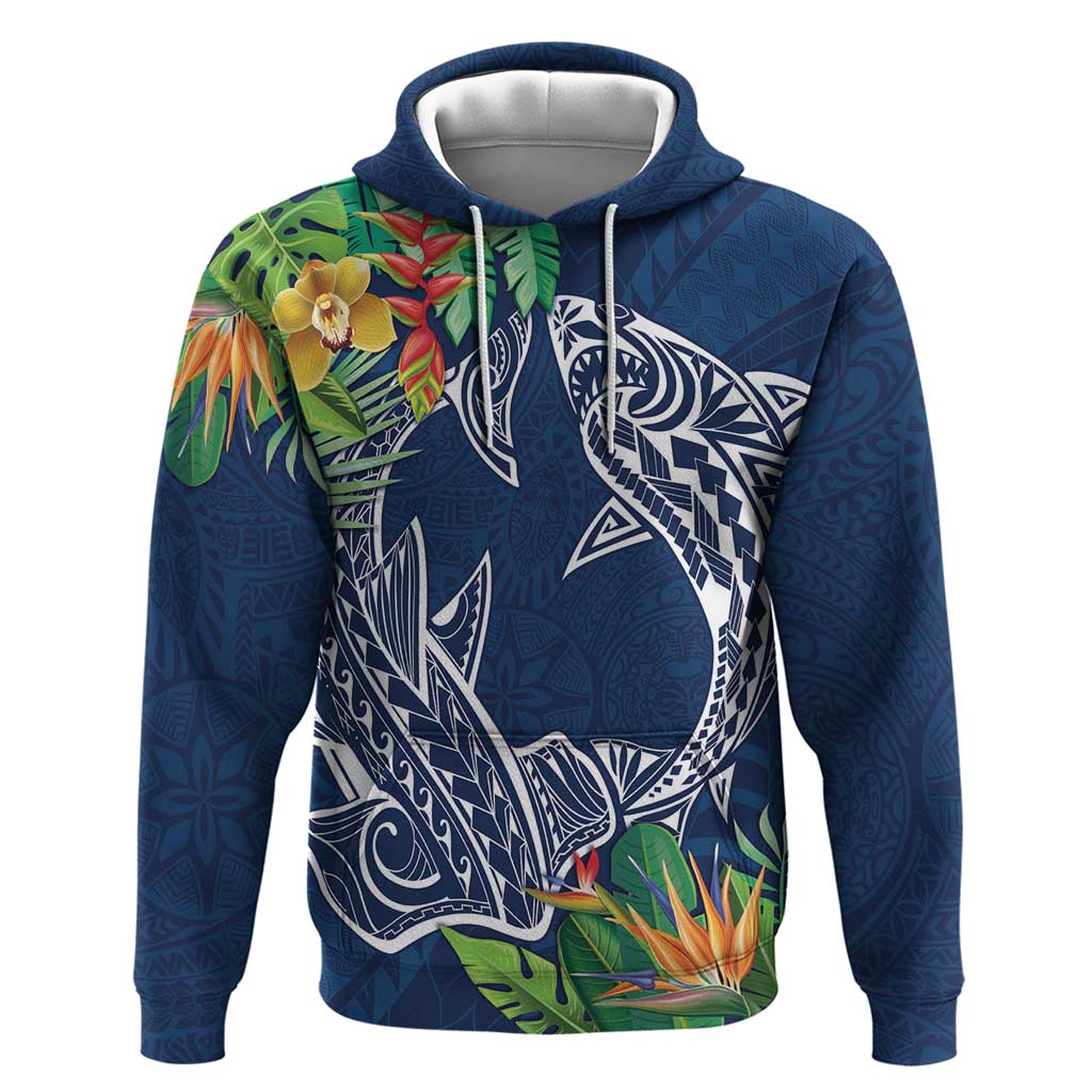 Polynesia Hoodie Sharks Duo Tropical Navy LT7 Pullover Hoodie Navy - Polynesian Pride
