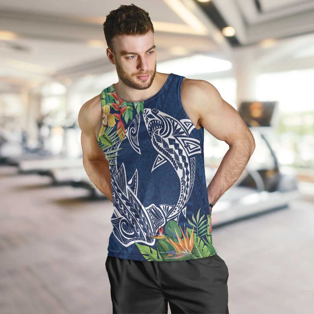 Polynesia Men Tank Top Sharks Duo Tropical Navy LT7 Navy - Polynesian Pride