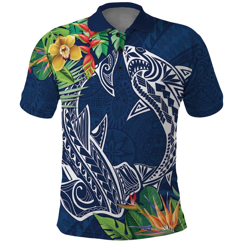 Polynesia Polo Shirt Sharks Duo Tropical Navy LT7 Navy - Polynesian Pride