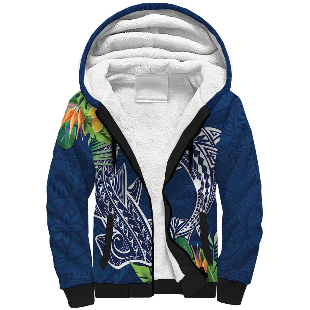 Polynesia Sherpa Hoodie Sharks Duo Tropical Navy LT7 Unisex Navy - Polynesian Pride