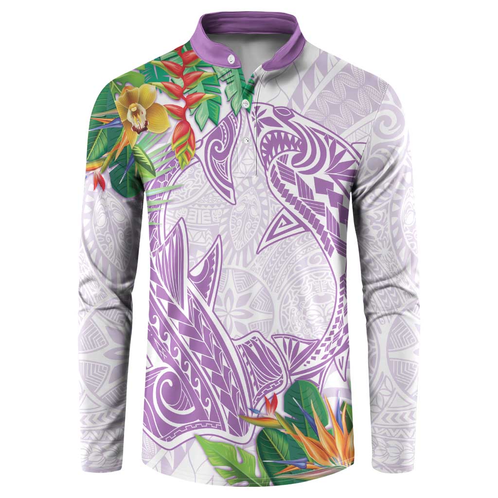 Polynesia Button Sweatshirt Sharks Duo Tropical Lavender