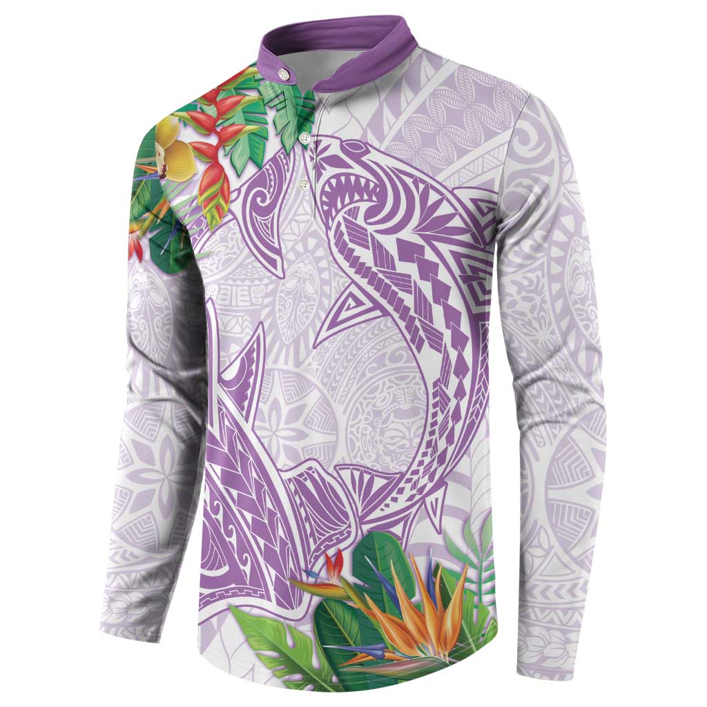 Polynesia Button Sweatshirt Sharks Duo Tropical Lavender