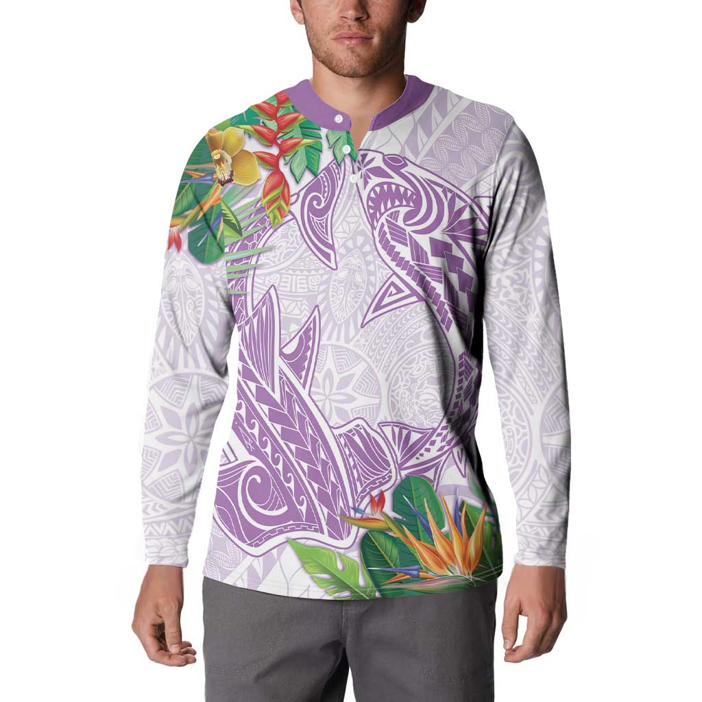 Polynesia Button Sweatshirt Sharks Duo Tropical Lavender