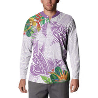 Polynesia Button Sweatshirt Sharks Duo Tropical Lavender