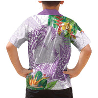 Polynesia Family Matching Mermaid Dress and Hawaiian Shirt Sharks Duo Tropical Lavender LT7 - Polynesian Pride