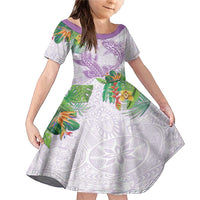 Polynesia Family Matching Mermaid Dress and Hawaiian Shirt Sharks Duo Tropical Lavender LT7 Daughter's Dress Lavender - Polynesian Pride