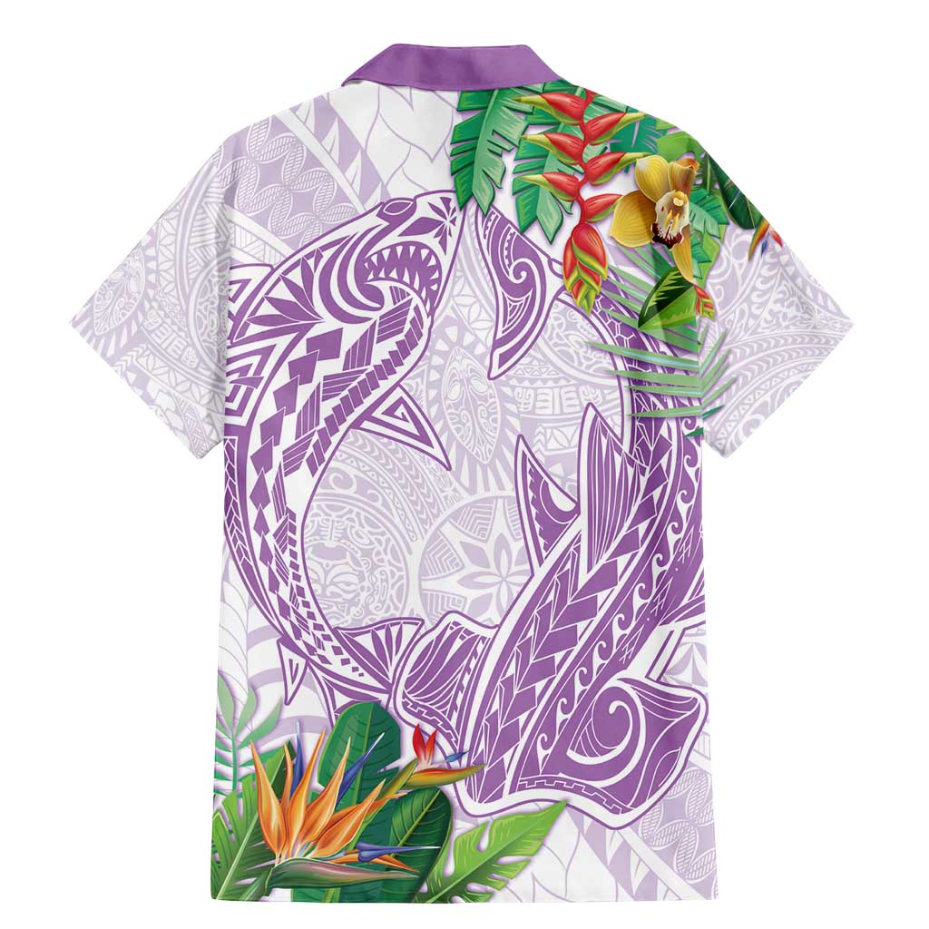 Polynesia Family Matching Mermaid Dress and Hawaiian Shirt Sharks Duo Tropical Lavender LT7 - Polynesian Pride