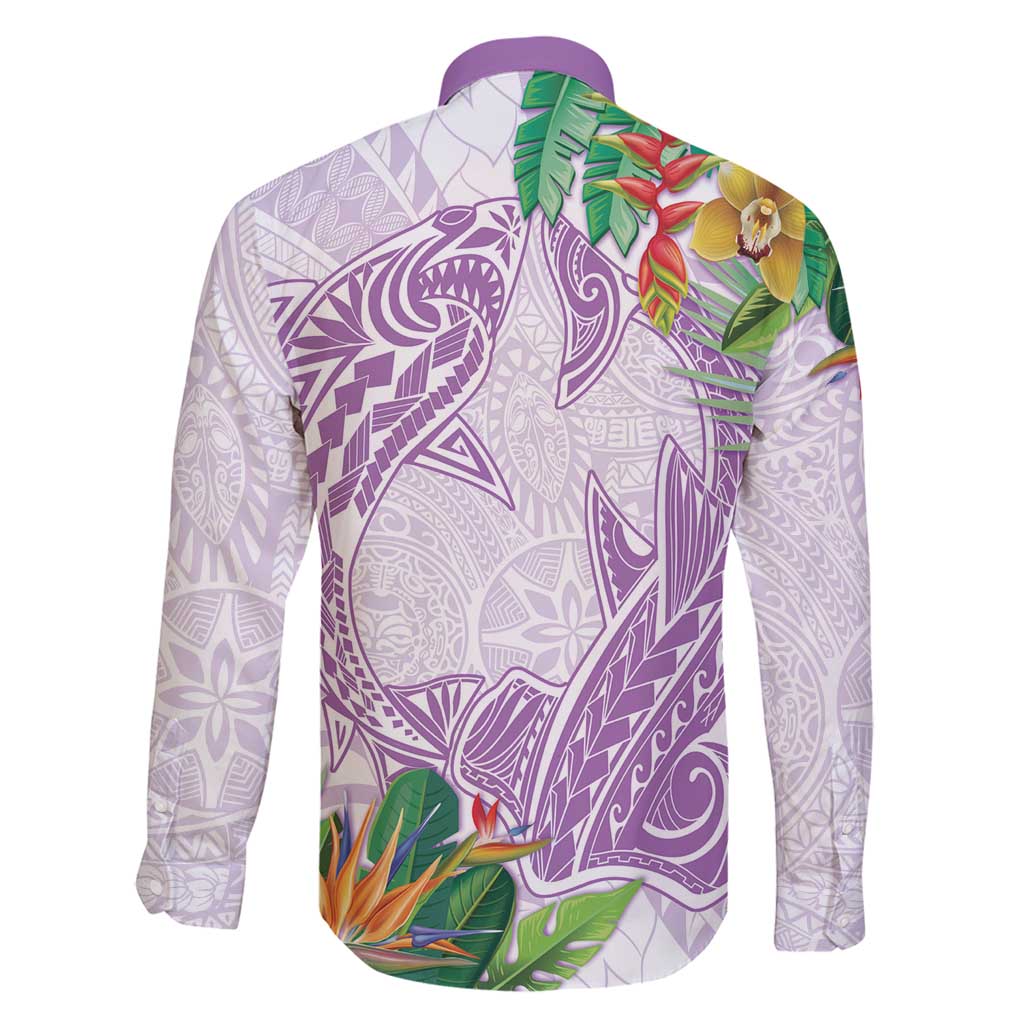 Polynesia Family Matching Mermaid Dress and Hawaiian Shirt Sharks Duo Tropical Lavender LT7 - Polynesian Pride