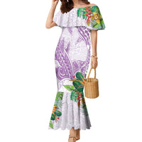 Polynesia Family Matching Mermaid Dress and Hawaiian Shirt Sharks Duo Tropical Lavender LT7 Mom's Dress Lavender - Polynesian Pride