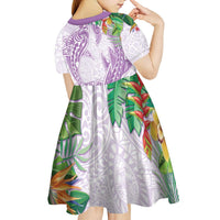 Polynesia Kid Short Sleeve Dress Sharks Duo Tropical Lavender