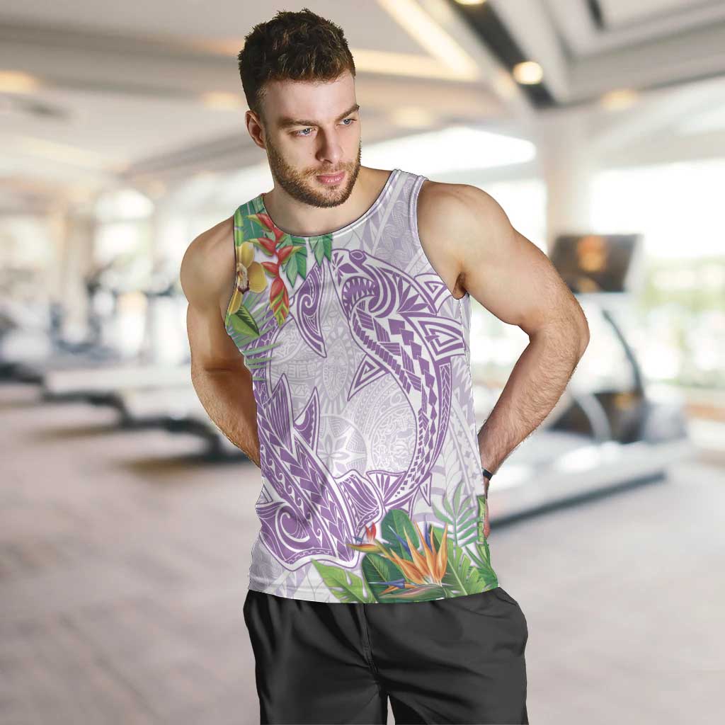 Polynesia Men Tank Top Sharks Duo Tropical Lavender LT7 Lavender - Polynesian Pride