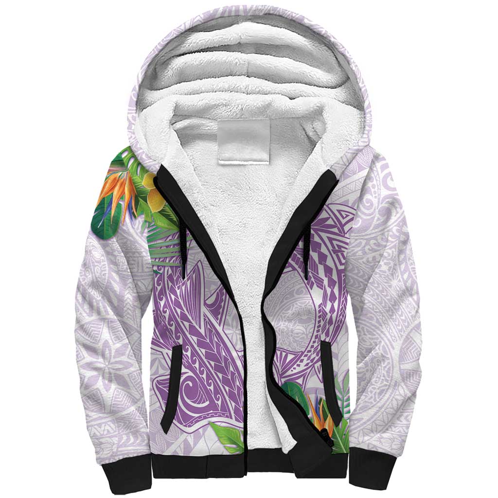 Polynesia Sherpa Hoodie Sharks Duo Tropical Lavender LT7 Unisex Lavender - Polynesian Pride