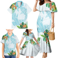 Polynesia Family Matching Mermaid Dress and Hawaiian Shirt Sharks Duo Tropical Turquoise LT7 - Polynesian Pride