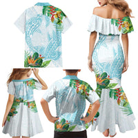 Polynesia Family Matching Mermaid Dress and Hawaiian Shirt Sharks Duo Tropical Turquoise LT7 - Polynesian Pride