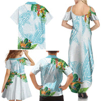 Polynesia Family Matching Summer Maxi Dress and Hawaiian Shirt Sharks Duo Tropical Turquoise LT7 - Polynesian Pride