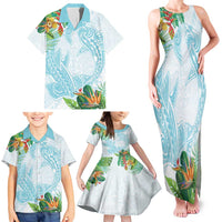 Polynesia Family Matching Tank Maxi Dress and Hawaiian Shirt Sharks Duo Tropical Turquoise LT7 - Polynesian Pride