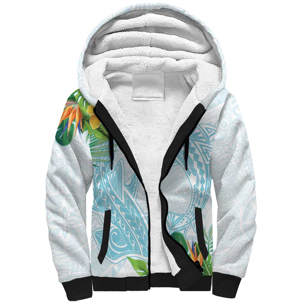 Polynesia Sherpa Hoodie Sharks Duo Tropical Turquoise LT7 Unisex Turquoise - Polynesian Pride