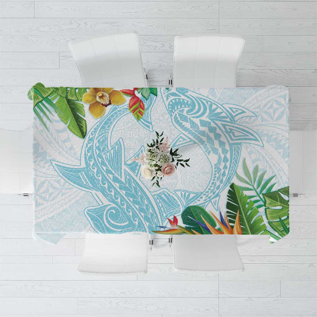 Polynesia Tablecloth Sharks Duo Tropical Turquoise