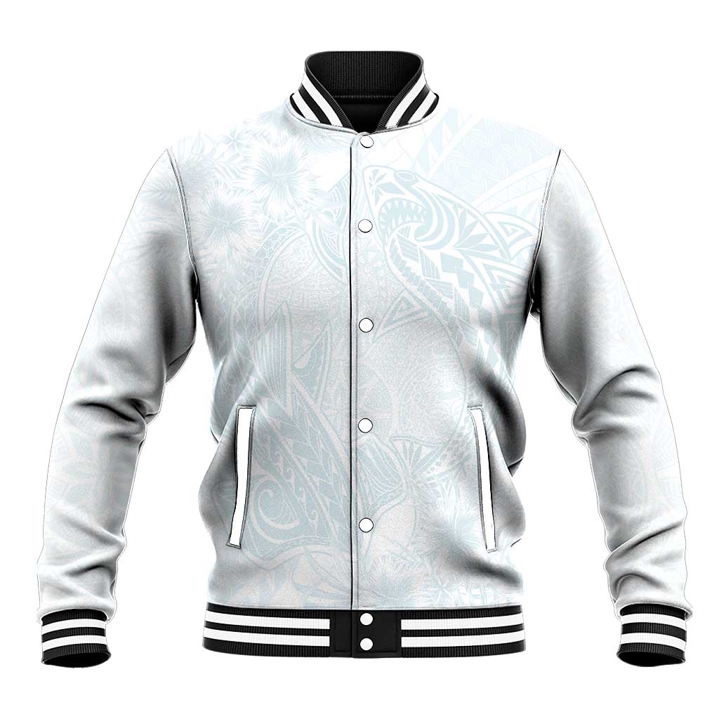 Polynesia Baseball Jacket Sharks Duo Tropical Off White