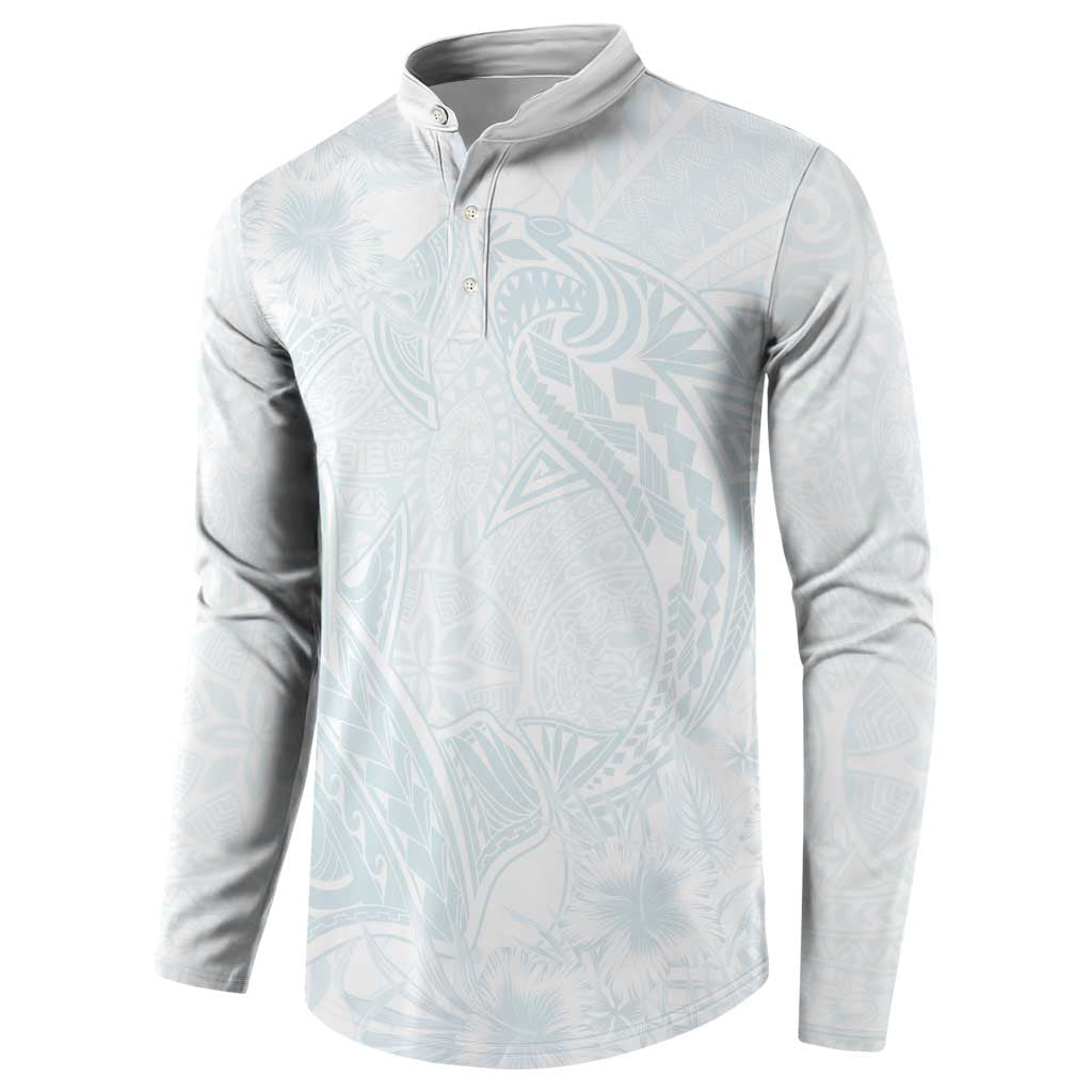 Polynesia Button Sweatshirt Sharks Duo Tropical Off White