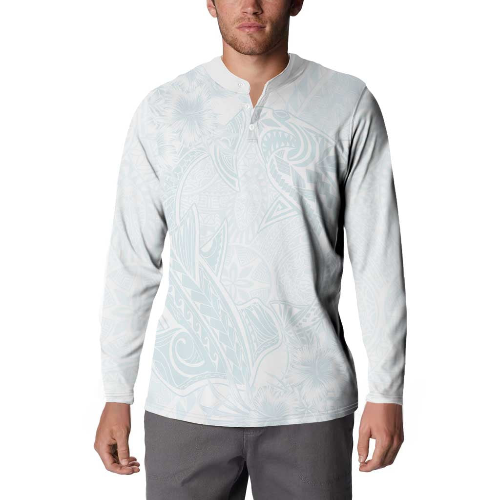 Polynesia Button Sweatshirt Sharks Duo Tropical Off White