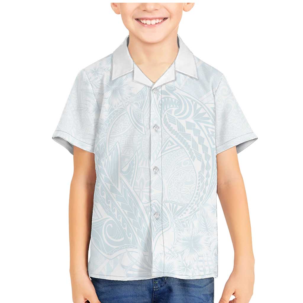 Polynesia Family Matching Mermaid Dress and Hawaiian Shirt Sharks Duo Tropical Off White LT7 Son's Shirt White - Polynesian Pride