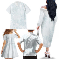 Polynesia Family Matching Off The Shoulder Long Sleeve Dress and Hawaiian Shirt Sharks Duo Tropical Off White LT7 - Polynesian Pride