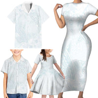 Polynesia Family Matching Short Sleeve Bodycon Dress and Hawaiian Shirt Sharks Duo Tropical Off White LT7 - Polynesian Pride