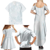 Polynesia Family Matching Summer Maxi Dress and Hawaiian Shirt Sharks Duo Tropical Off White LT7 - Polynesian Pride